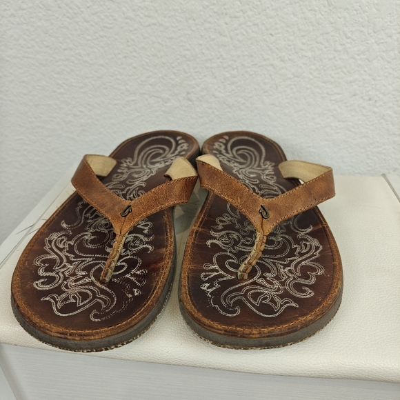 Olukai Paniolo Women’s Premium Leather Sandals In Natural Size 9 Women's - Picture 6 of 12